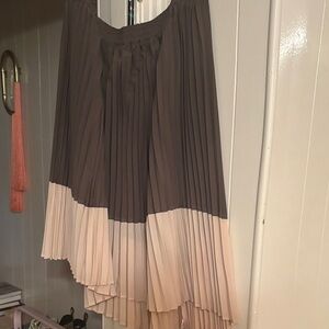 Elegant Two-Tone Asymmetrical Pleated Skirt